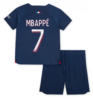Paris Saint-Germain Kylian Mbappe #7 Koti Pelipaita Lasten 2023-24 Lyhyet Hihat (+ Lyhyet housut)
